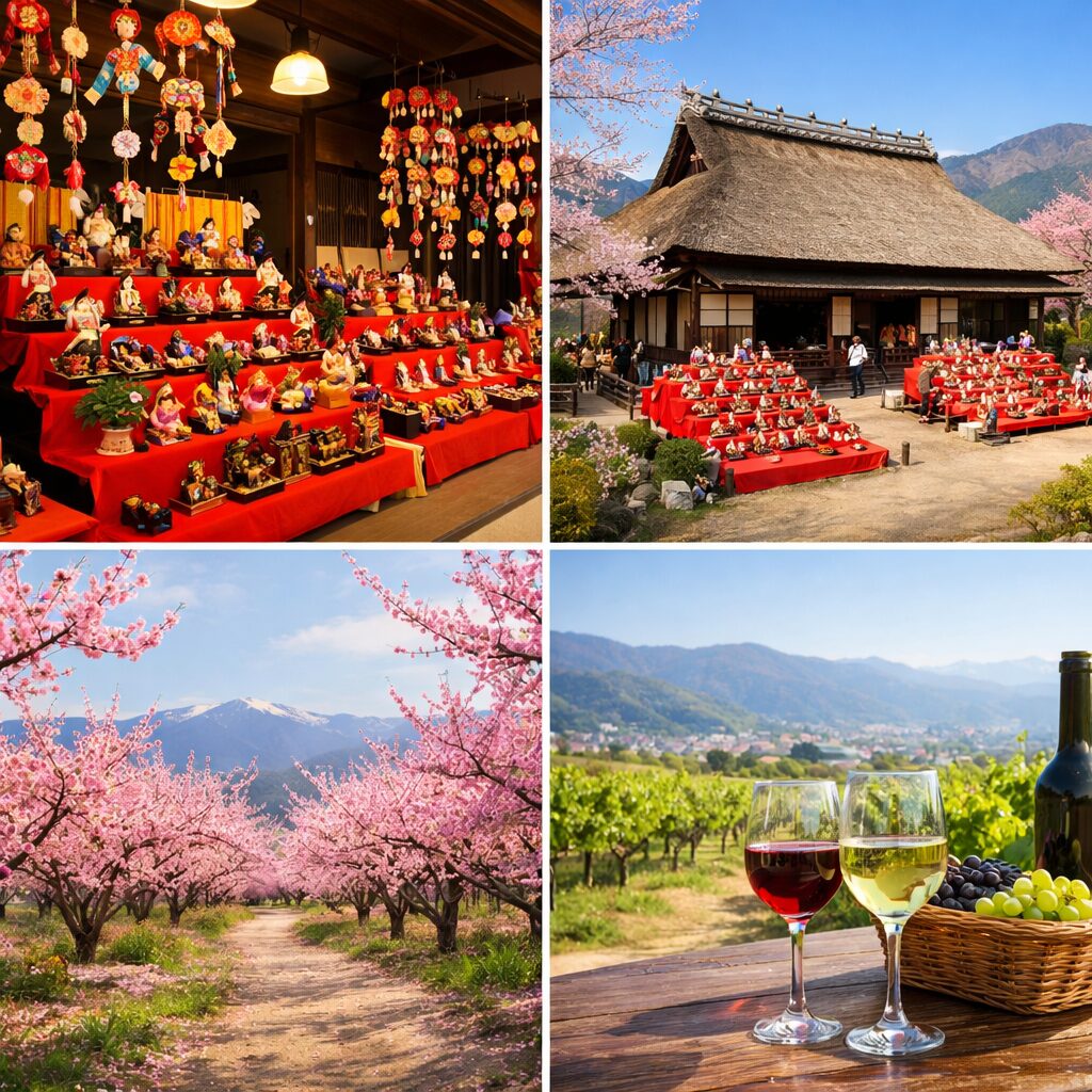 えんざん桃源郷ひな飾りと桃の花まつり